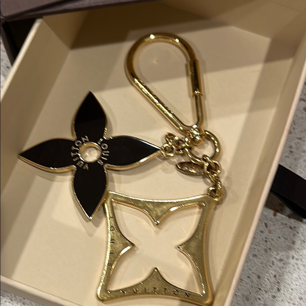 Louis Vuitton Black and Gold Keychain